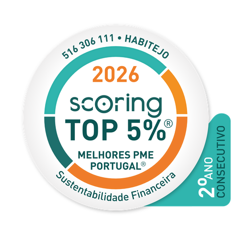Selo SCORING TOP 5% Melhores PME de Portugal 2026, 2.º ano consecutivo — Habitejo