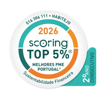 Selo SCORING TOP 5% Melhores PME de Portugal 2026, 2.º ano consecutivo — Habitejo